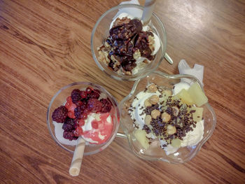 Close-up of ice cream on table