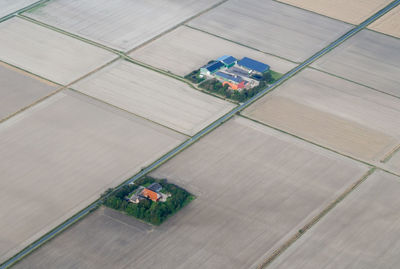 High angle view of tractor on field