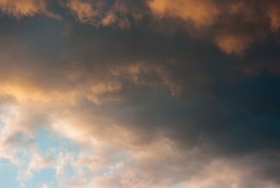 Low angle view of cloudy sky during sunset