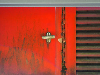 Full frame shot of red door