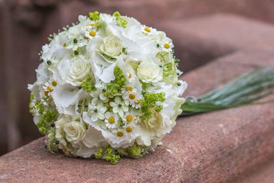 Close-up of white rose bouquet