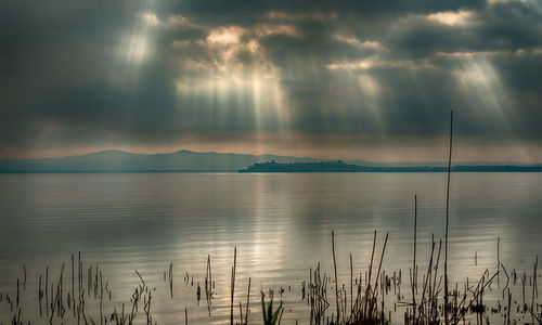 Scenic view of lake against sky