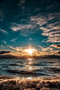 Scenic view of sea against sky during sunset