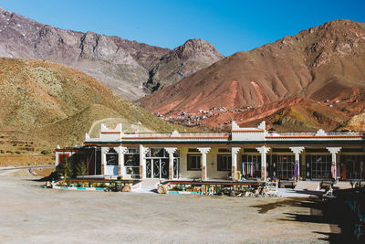 Built structure on mountain against clear sky