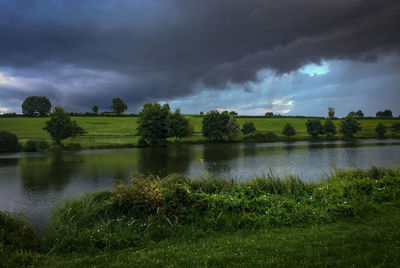 Scenic view of lake against sky