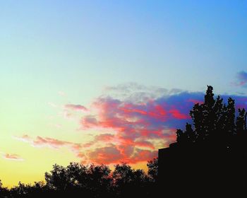 Low angle view of silhouette trees against sky during sunset