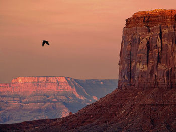 Scenic view of mountain against sky during sunset