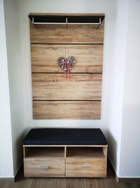 Closed wooden door on floor at home