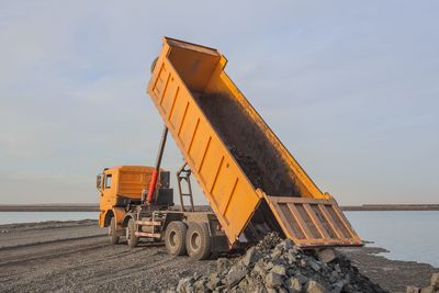 View of truck unloading