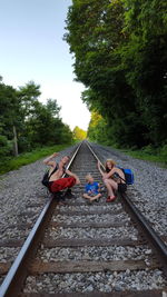 Railroad tracks in forest