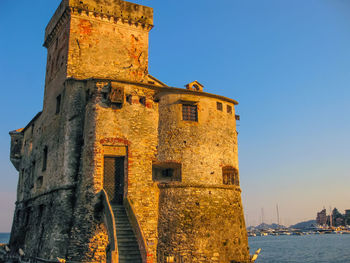 Low angle view of historical building against clear sky