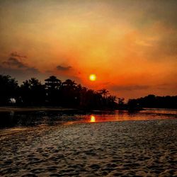 Scenic view of sea during sunset