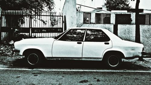 Cars parked on road