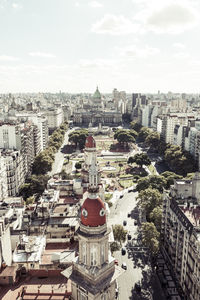 High angle view of buildings in city