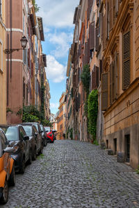 Rome, italy - in the historic center of the city, with the ancient buildings and the classic paving.