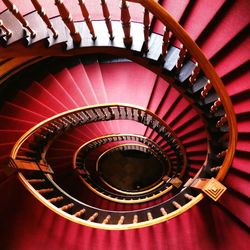 High angle view of spiral stairs