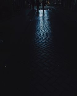 Illuminated street lights at night