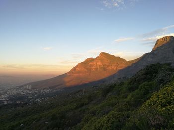 Scenic view of landscape against sky during sunset