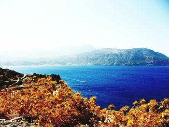 Scenic view of sea against clear sky