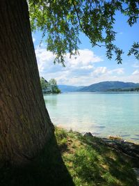 Scenic view of lake against sky