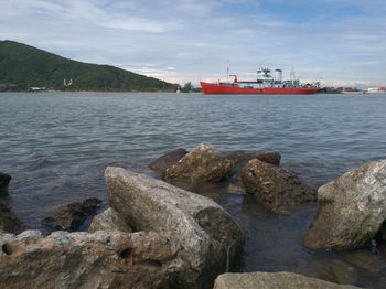 View of boats in sea