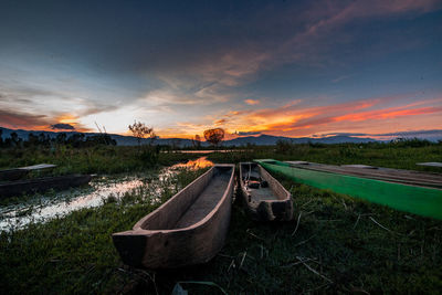 Panoramic shot of land against sky during sunset