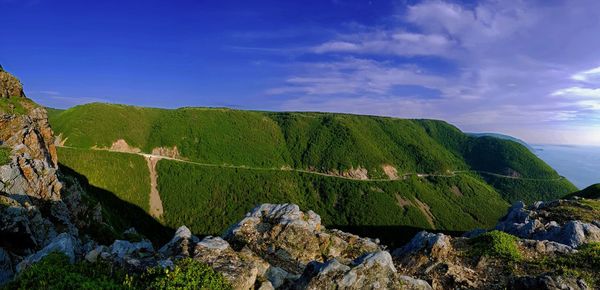 Scenic view of rocks against sky