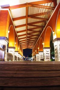 Interior of illuminated railroad station