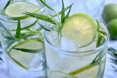 Close-up of drinks in glass