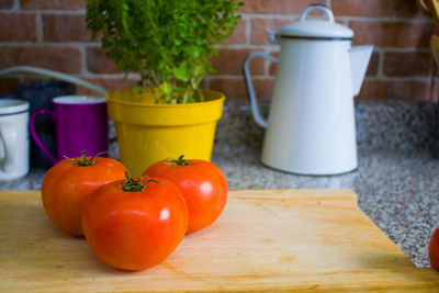 Close-up of orange on table