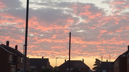 City against sky during sunset