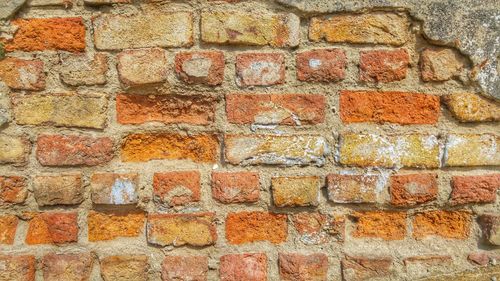 Multi colored brick wall