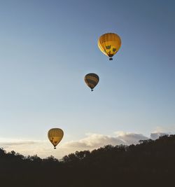 Low angle view of hot air balloon in sky