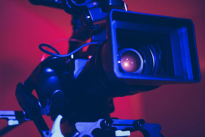 Close-up of illuminated camera