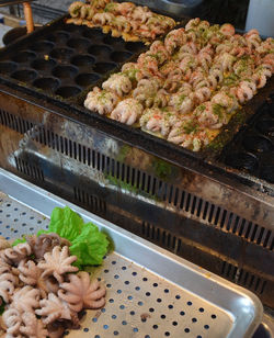 High angle view of food for sale at market stall