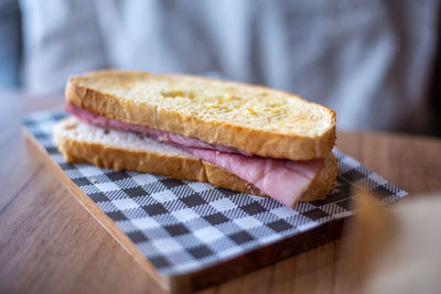 Close-up of bread on table