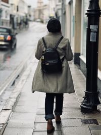 Woman walking on street