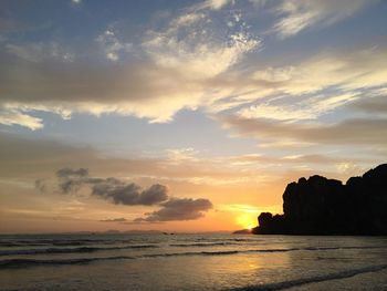 Scenic view of sea against sky during sunset