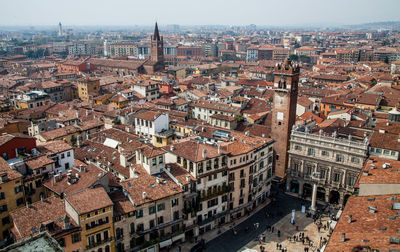 Aerial view of cityscape against sky