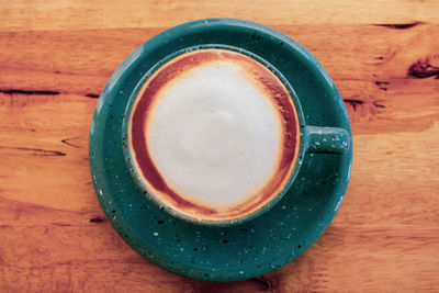 High angle view of coffee on table