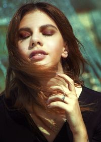 Portrait of young woman smiling