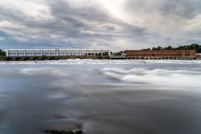 Bridge over river against sky