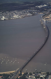 High angle view of bridge over river