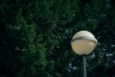 Low angle view of street light against trees