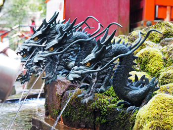 Dragon fountain outside shrine