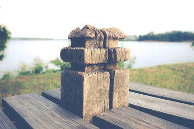 Wooden post on wooden post