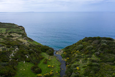 High angle view of sea against sky