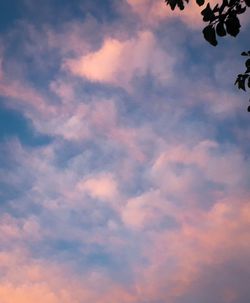 Low angle view of cloudy sky during sunset