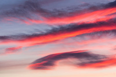 Low angle view of cloudy sky during sunset