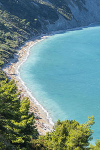 Aerial view of the beautiful beach of mezzavalle in ancona